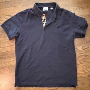 BURBERRY Plaid cotton Polo shirt Men's size Small navy Designer